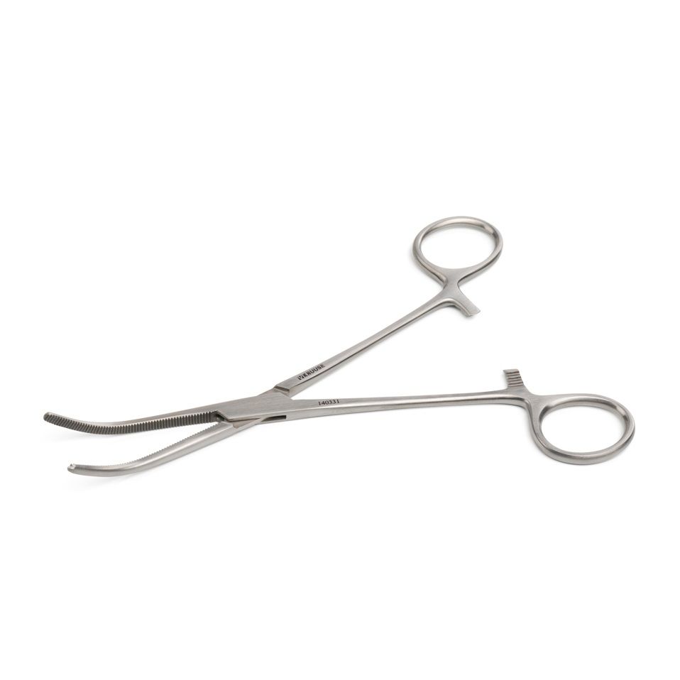 Kruuse Hemostatik Pens. 18 cm / 7.1, Eğri (Kavisli Model)