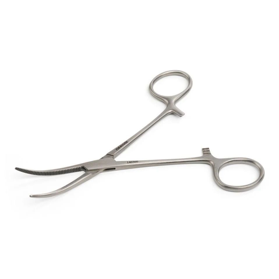 Kruuse Hemostatik Pens. 14 cm / 5.5, Eğri (Kavisli Model)