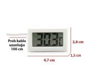 Termometre. Dijital. Problu. Panel Tip. Beyaz. 1 Metre Kablolu