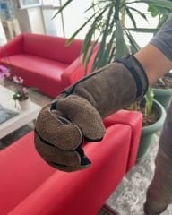 Kedi Tutma Eldiveni. Diş Geçirmez. Komple Deri. 45 cm