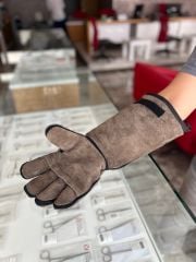 Kedi Tutma Eldiveni. Diş Geçirmez. Komple Deri. 45 cm