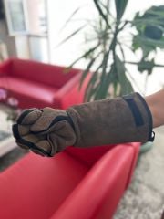 Kedi Tutma Eldiveni. Diş Geçirmez. Komple Deri. 45 cm