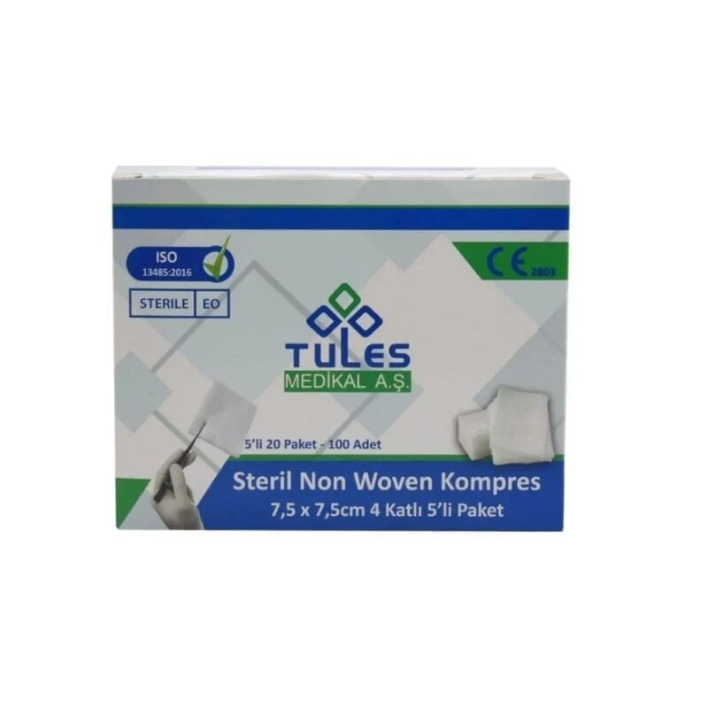 Tules Nonwoven Gaz Kompres. 7,5x7,5 cm. 4 Kat. 100/pk
