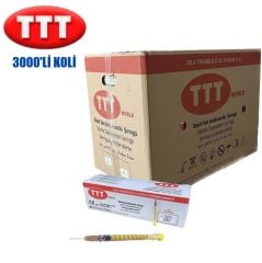 TTT Plastik İnsülin Enjektörü. 1 ml. 26G. 1 Koli ( 3000 Adet )