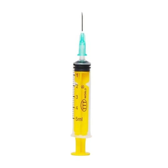 TTT Plastik Enjektör. 5 ml. Contalı. 21G Yeşil Kısa İğneli