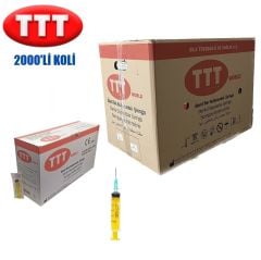 TTT Plastik Enjektör. 5 ml. Contalı. 21G Yeşil Kısa İğneli. 1 Koli ( 2000 Adet )