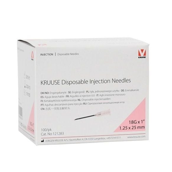 Kruuse Enjektör İğnesi (18G x 1)  1,25x25 mm  (100 Adet)  Pembe