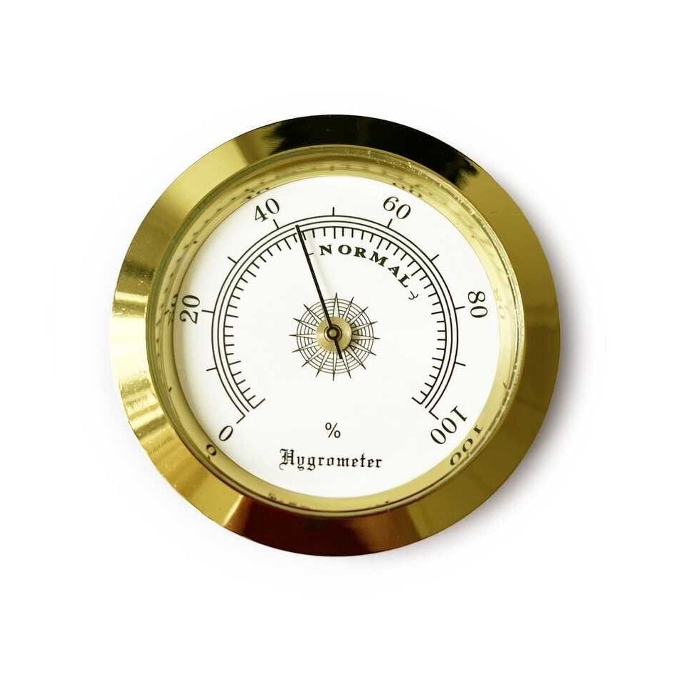 Nem Ölçer Higrometre. Analog. Metal Çerçeve. Sarı-Beyaz. 50 mm