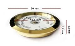Nem Ölçer Higrometre. Analog. Metal Çerçeve. Sarı-Beyaz. 50 mm