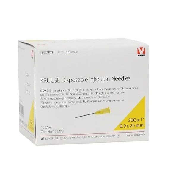 Kruuse Enjektör İğnesi (20G x 1)  0,9x25 mm   (100 Adet)  Sarı
