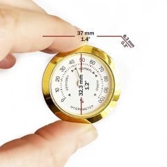 Nem Ölçer Higrometre. Analog. Metal Çerçeve. Sarı-Beyaz. 37 mm
