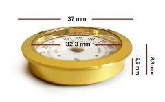 Nem Ölçer Higrometre. Analog. Metal Çerçeve. Sarı-Beyaz. 37 mm