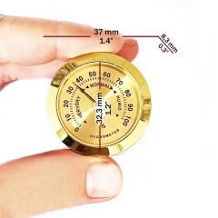 Nem Ölçer Higrometre. Analog. Metal Çerçeve. Sarı. 37 mm