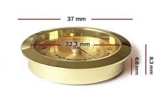 Nem Ölçer Higrometre. Analog. Metal Çerçeve. Sarı. 37 mm