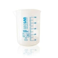 İsolab Ölçü Kabı Beher. Plastik. 500ml. Mavi Skala