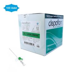 Dispoflon İntraket. IV Kanül. 18G (1.3x45 mm) Yeşil. 100'lü Paket