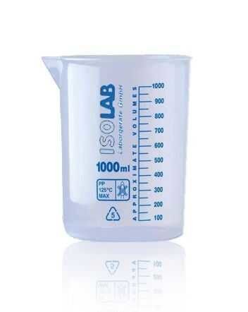 İsolab Ölçü Kabı Beher. Plastik. 1000ml. Mavi Skala