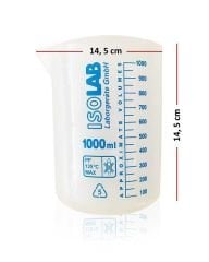İsolab Ölçü Kabı Beher. Plastik. 1000ml. Mavi Skala