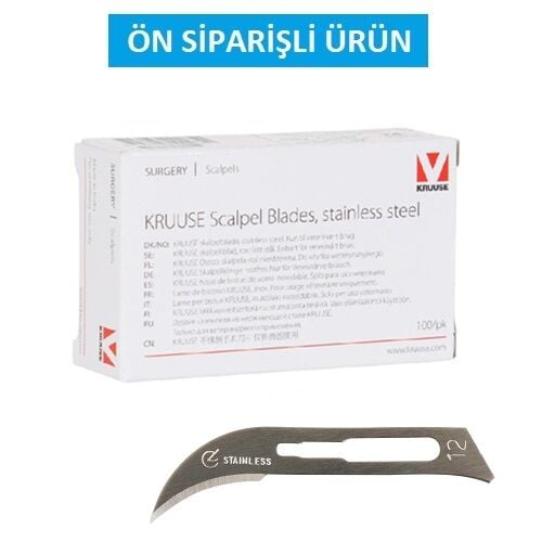 Kruuse-Vet Bistüri Ucu. No:12. Paslanmaz Çelik ( 100 Adet )