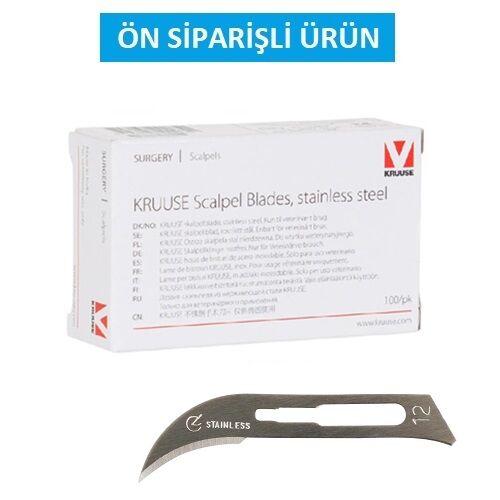Kruuse-Vet Bistüri Ucu. No:12. Paslanmaz Çelik ( 100 Adet )