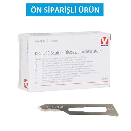 Kruuse-Vet Bistüri Ucu. No:15. Paslanmaz Çelik ( 100 Adet )