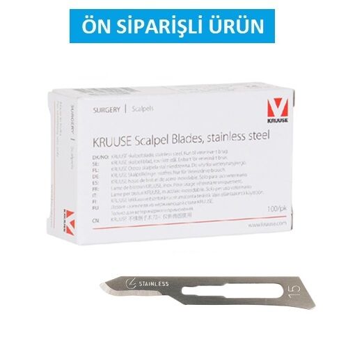 Kruuse-Vet Bistüri Ucu. No:15. Paslanmaz Çelik ( 100 Adet )