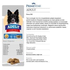 PRIMESTAR Yetişkin Köpek Maması (Lamb&Rice) 15 kg