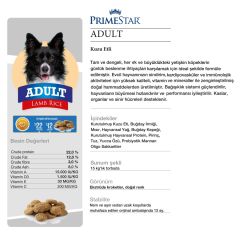 PRIMESTAR Yetişkin Köpek Maması (Lamb&Rice) 15 kg