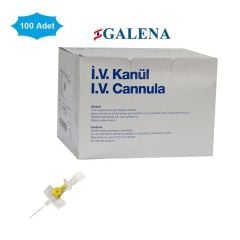 Galena İntraket. IV Kanül. 24G (0.7x19 mm) Sarı. 100'lü Paket