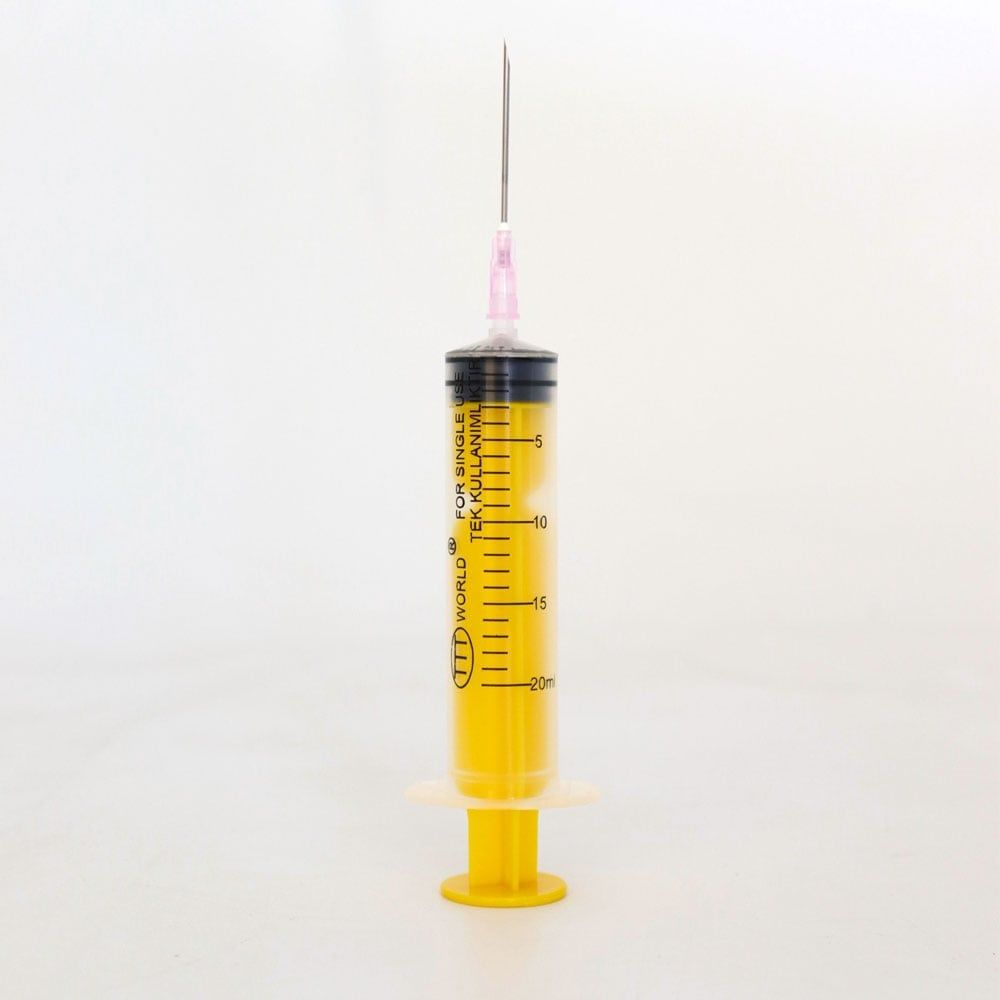 TTT Plastik Enjektör. 20 ml. Contalı. 18G Pembe İğneli