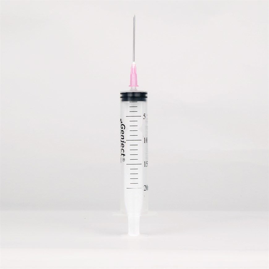 Genject Plastik Enjektör. 20 ml. Contalı. 18G Pembe İğneli