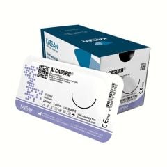 ALCASORB-VET PGA İplik. No:1. 75 cm. 1/2 Keskin İğneli 30 mm (12 Adet)