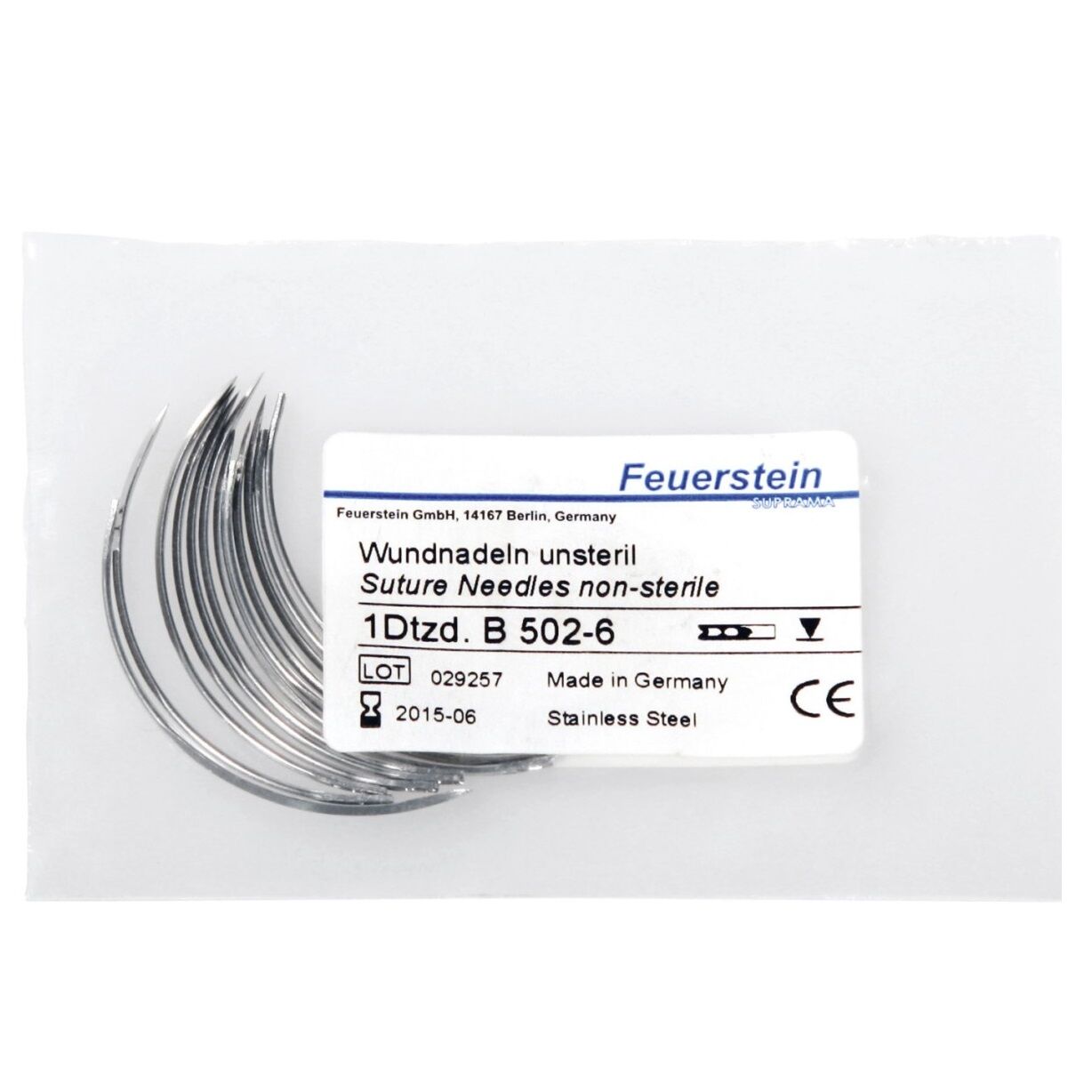 Feuerstein Veteriner Sütür İğnesi. Spring Eye. 3/8. Keskin. 60 mm (12 Adet)