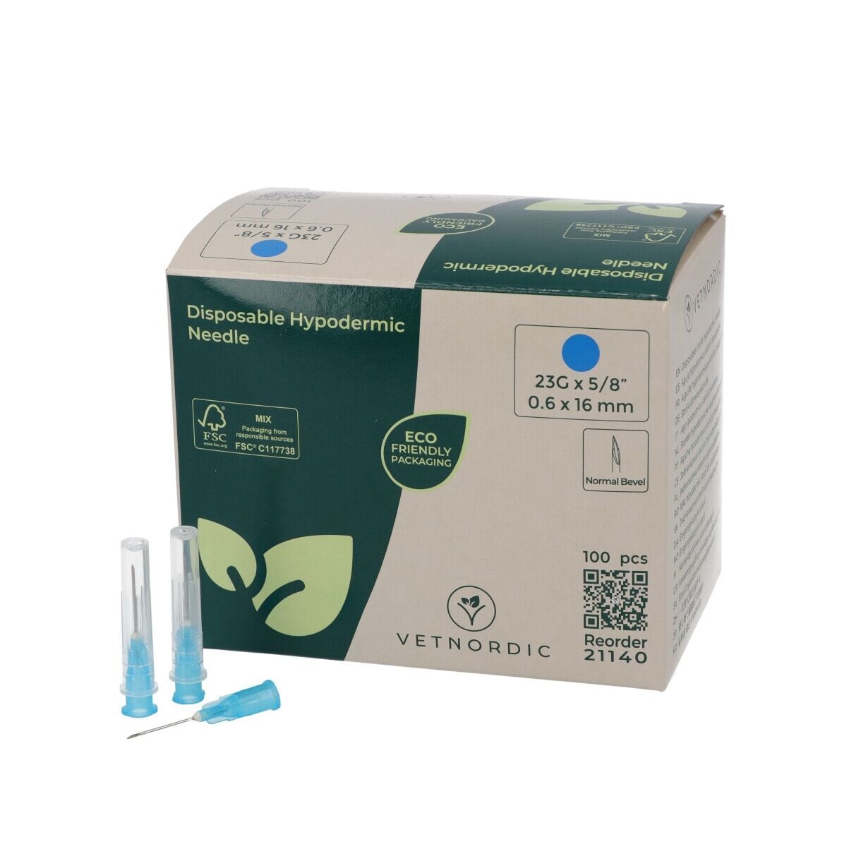 Vetnordic Enjektör İğnesi (23G x 5/8)  0,6x16 mm  (100 Adet) Mavi