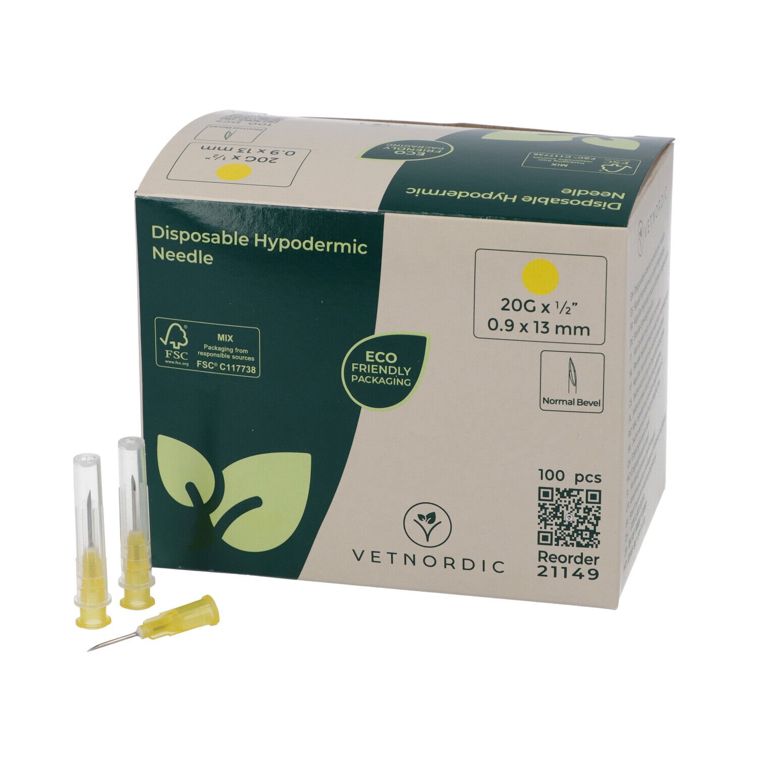 Vetnordic Enjektör İğnesi (20G x 1/2)  0,9x13 mm  (100 Adet) Sarı
