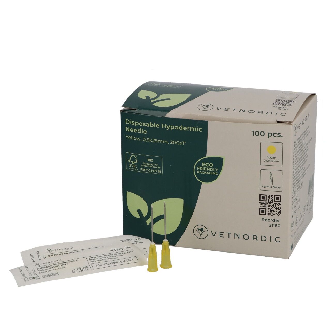 Vetnordic Enjektör İğnesi (20G x 1)  0,9x25 mm  (100 Adet) Sarı