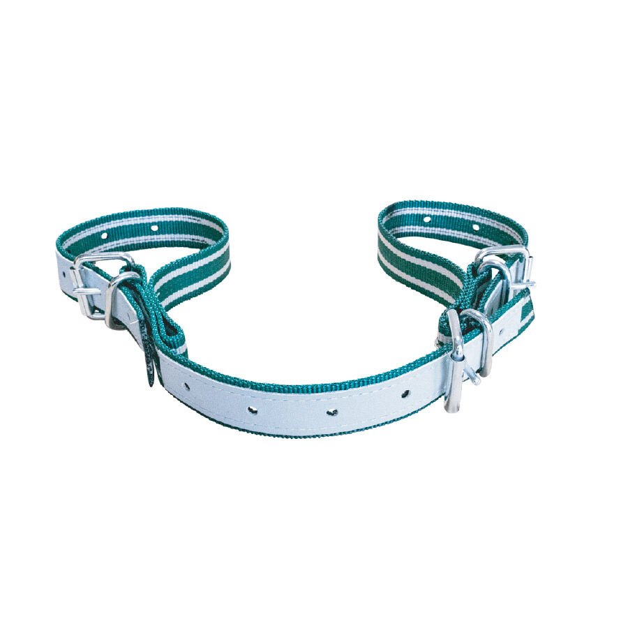 Sığır Kösteği. 3 Tokalı. Yeşil / Beyaz. Derili