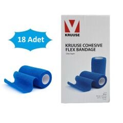Kruuse Flexible Cohesive Bandaj. Mavi (18'li Paket) 10 cm x 4.5 metre