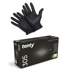 Tenty 305 Nitril Eldiven. Siyah. Pudrasız (100 Adet)