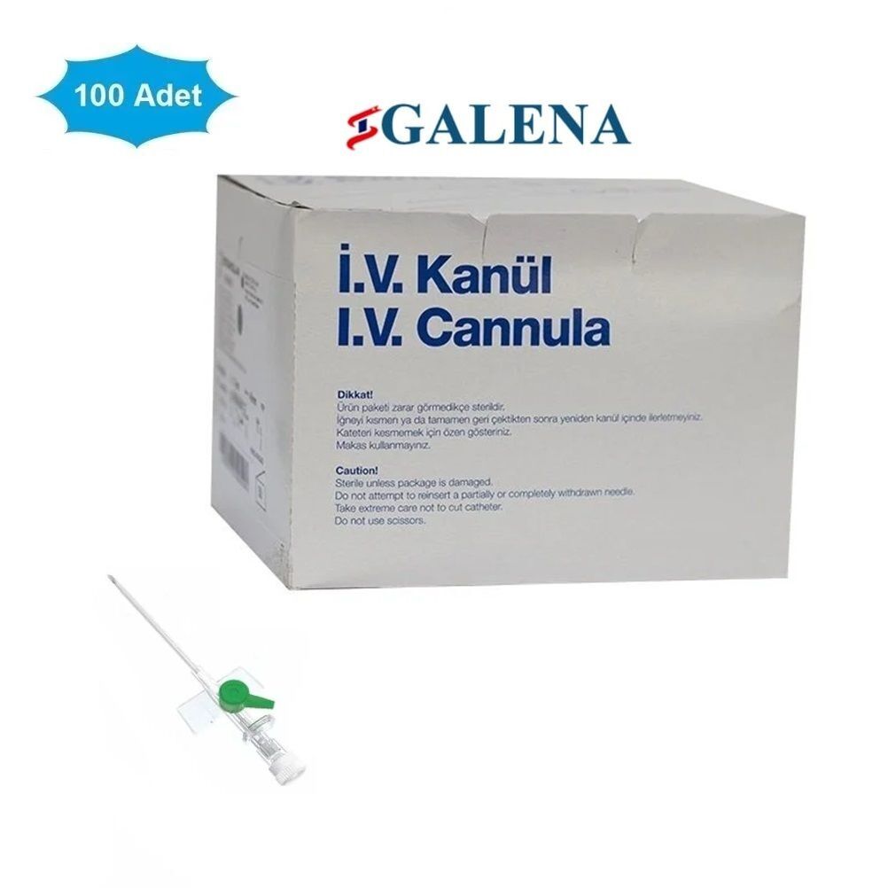 Galena Veteriner İntraket. IV Kanül. 18G (1.3x45 mm) Yeşil. 100'lü Paket