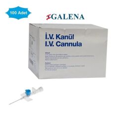 Galena İntraket. IV Kanül. 22G (0.9x25 mm) Mavi. 100'lü Paket