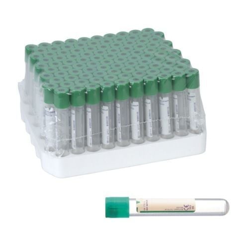 Vakumlu Tüp. 9 ml. Lityum/Heparinli. Yeşil Kapaklı (100 Adet)