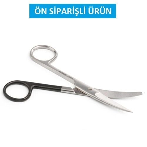 Kruuse Sol El İçin Standart Makas. 14,5 cm. Künt / Sivri. Eğri