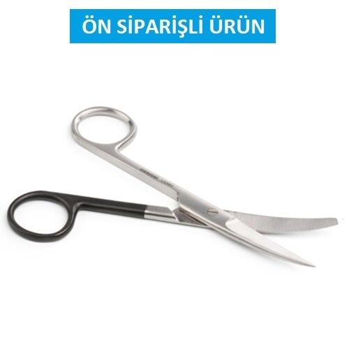 Kruuse Sol El İçin Standart Makas. 14,5 cm. Künt / Sivri. Eğri