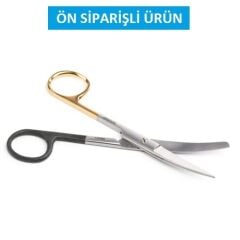 Kruuse Sol El İçin Mikro Ton Makas. 14,5 cm. Künt / Sivri. Eğri