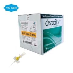 Dispoflon Veteriner İntraket. IV Kanül. 24G (0.7x19 mm) Sarı. 100'lü Paket