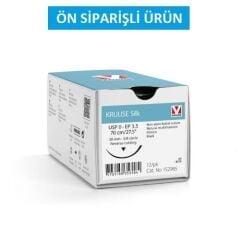 Kruuse İpek İplik No:0. 70 cm. 3/8 Keskin İğneli 30 mm ( 12 Adet )