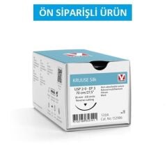 Kruuse İpek İplik No:2/0. 70 cm. 3/8 Keskin İğneli 26 mm ( 12 Adet )