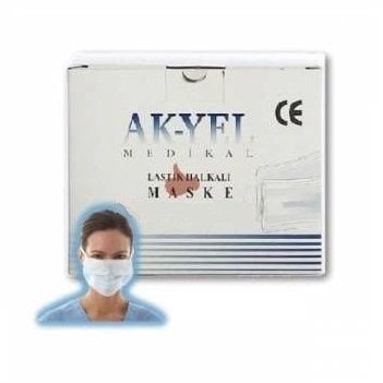 Lastikli Maske. 3 Katlı. Telli. Beyaz. 100/pk
