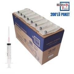 Berika Plastik Enjektör. 10 ml. Contalı. 18G Pembe İğneli ( 200 Adet )
